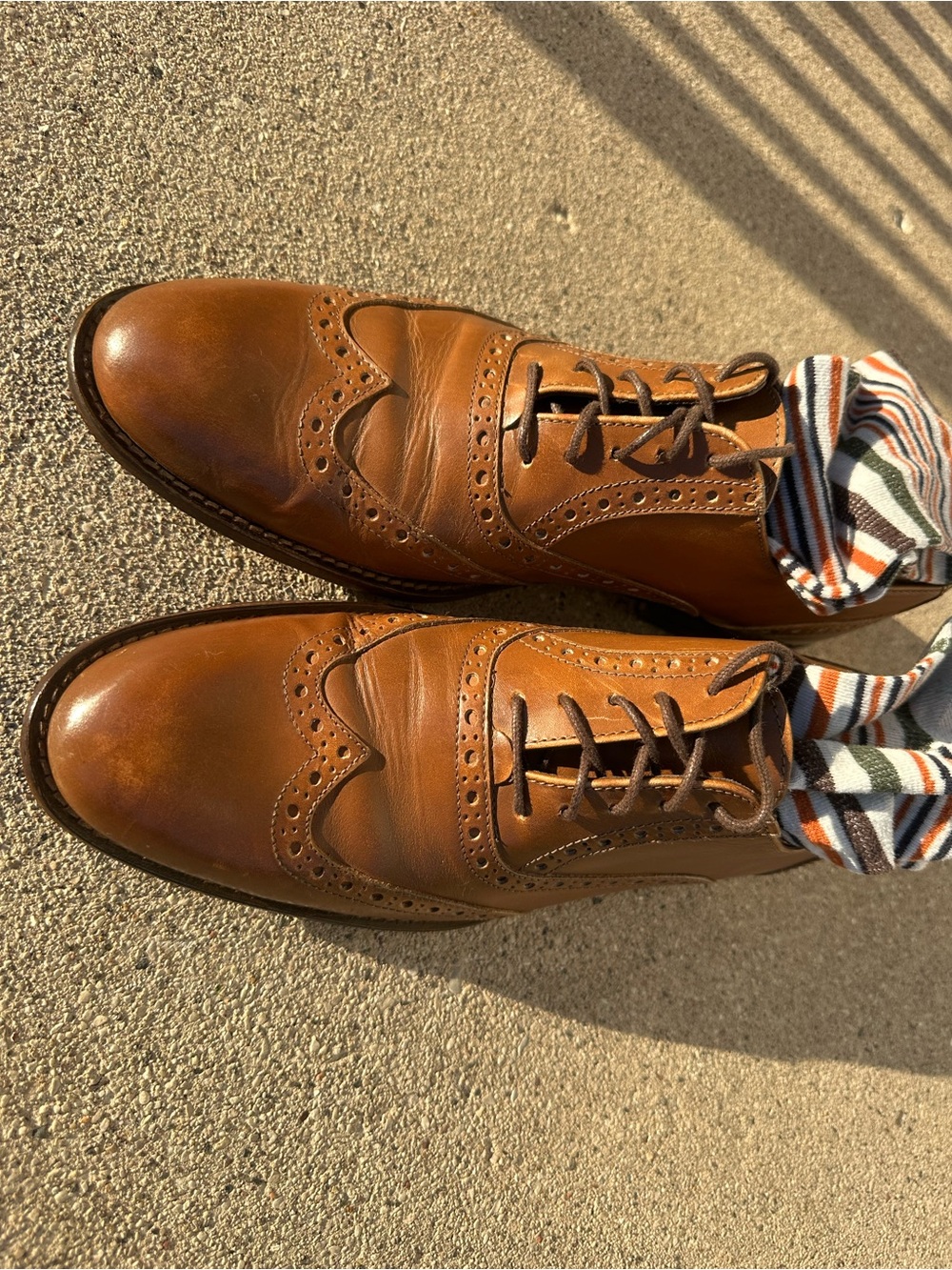 Bruno Magli Tan Leather Brogue Oxfords